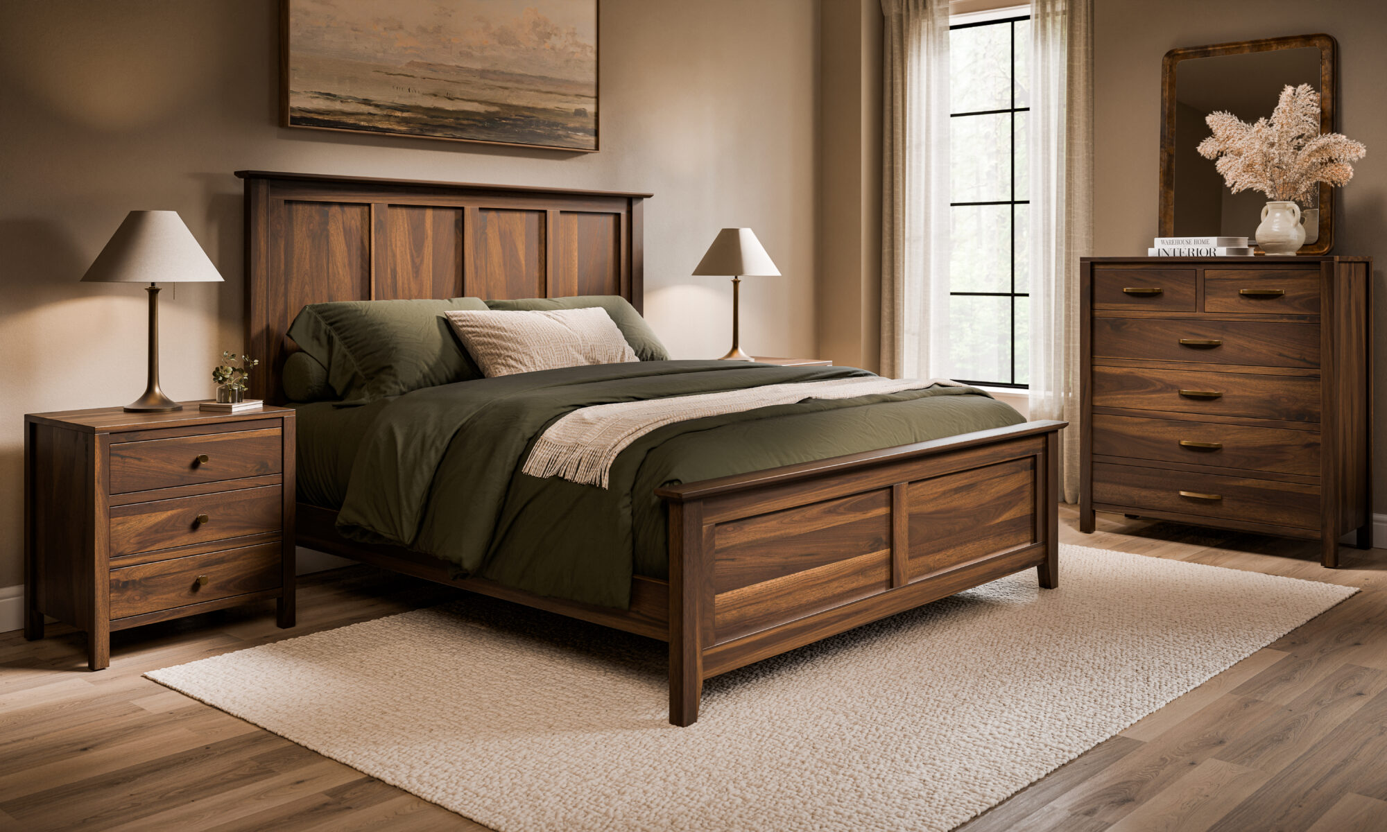 Home 7 Amanda Bed Collection Room Setting Rustic Walnut Belair Final e1774973396358